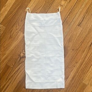 BCBGMaxAzria White Ribbed Midi Pencil Skirt Night Out